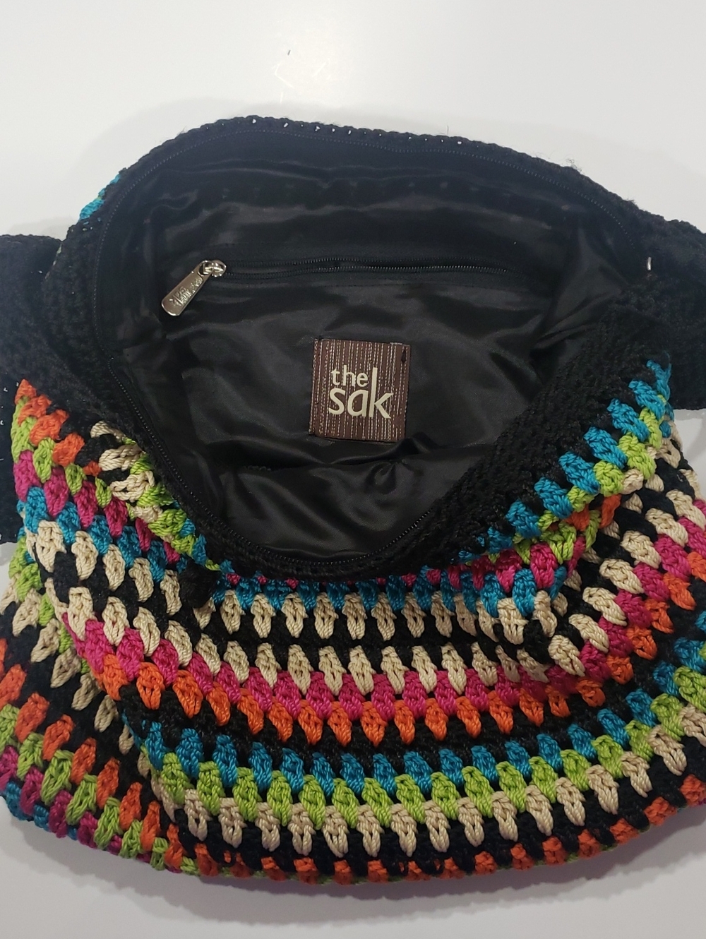 The Sak Multicolor Crochet Crossbody Bag - Black Trim - Picture 5 of 15